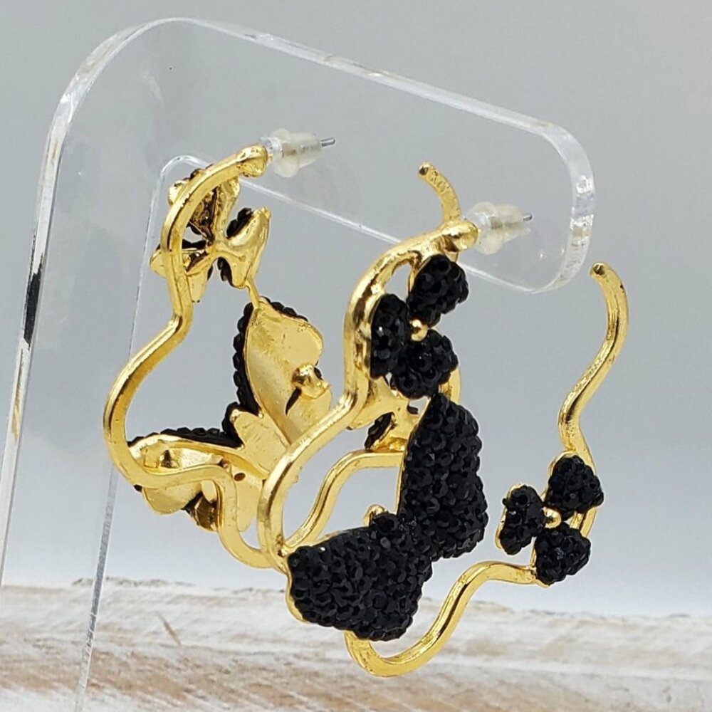 Black and Gold Crystals Earrings
